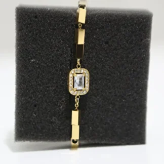 LUXON COLLECTION TAŞLI KÜP GEÇMELİ ÇELİK GOLD BİLEKLİK