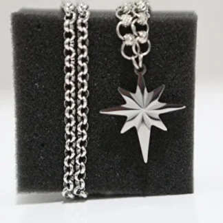 LUXON COLLECTION YILDIZ UÇ FİGÜRLÜ GEÇMELİ ZİNCİRLİ ÇELİK GÜMÜŞ RENK KOLYE