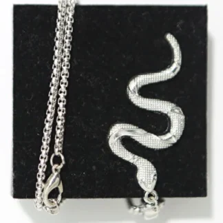 LUXON COLLECTION YILAN FİGÜRLÜ YUVARLAK ZİNCİR MODEL ÇELİK GÜMÜŞ RENK KOLYE