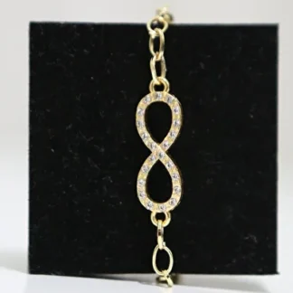 LUXON COLLECTION SONSUZLUK FİGÜRLÜ TAŞLI ZİNCİR MODEL ÇELİK GOLD BİLEKLİK