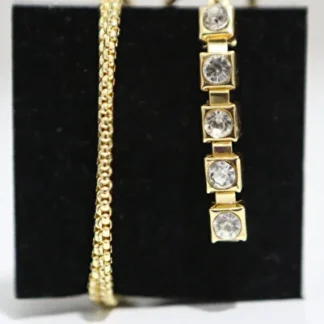 LUXON COLLECTION KÜP TAŞ FİGÜRLÜ ZİNCİR MODEL ÇELİK GOLD KOLYE