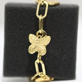 LUXON COLLECTION KELEBEK FİGÜRLÜ GEÇME ZİNCİR ÇELİK GOLD BİLEKLİK